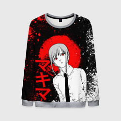 Свитшот мужской Человек-бензопила - манга - Макима, цвет: 3D-меланж