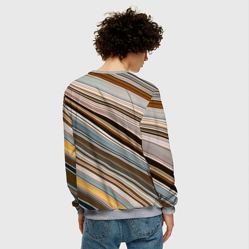 Мужской свитшот Colored wavy lines / 3D-Меланж – фото 4