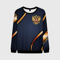 Свитшот мужской Blue & gold герб России, цвет: 3D-черный