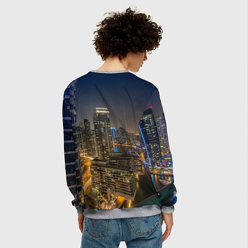 Мужской свитшот Ночной красочный город / 3D-Меланж – фото 4