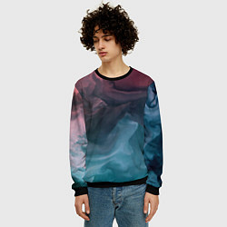 Свитшот мужской Розовый и синий дым во тьме, цвет: 3D-черный — фото 2