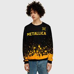 Свитшот мужской Metallica - gold gradient: символ сверху, цвет: 3D-черный — фото 2