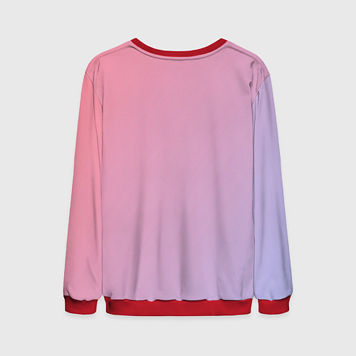 Мужской свитшот Градиент - розовая пастель / 3D-Красный – фото 2