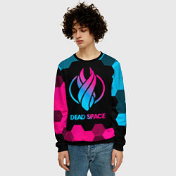 Свитшот мужской Dead Space - neon gradient, цвет: 3D-черный — фото 2