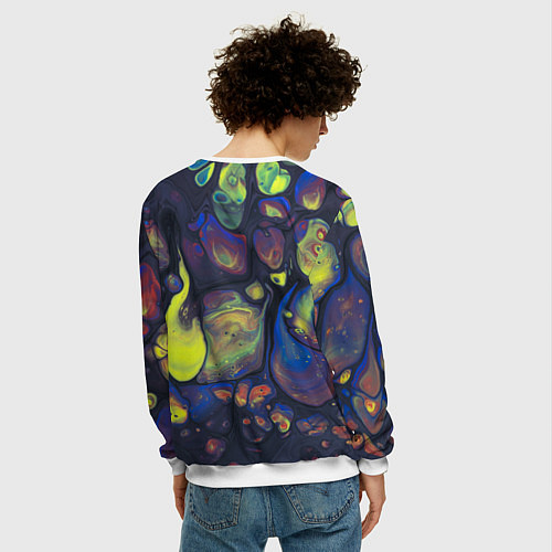 Мужской свитшот Неоновые светящиеся камни / 3D-Белый – фото 4