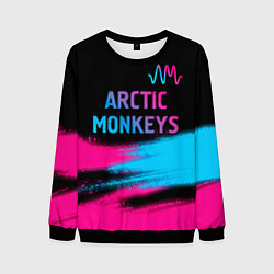 Свитшот мужской Arctic Monkeys - neon gradient: символ сверху, цвет: 3D-черный