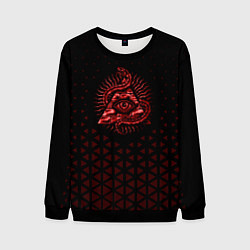 Свитшот мужской Иллюминаты - красные треугольники, цвет: 3D-черный