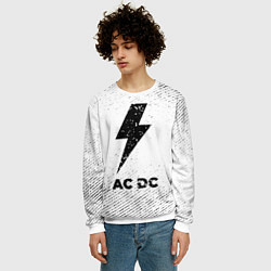 Свитшот мужской AC DC с потертостями на светлом фоне, цвет: 3D-белый — фото 2