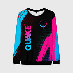 Свитшот мужской Quake - neon gradient: надпись, символ, цвет: 3D-черный