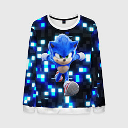 Свитшот мужской Sonic neon squares, цвет: 3D-белый