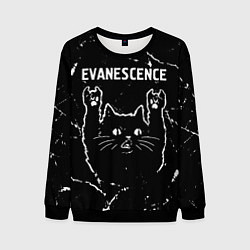 Свитшот мужской Группа Evanescence и рок кот, цвет: 3D-черный