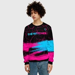 Свитшот мужской The Witcher - neon gradient: символ сверху, цвет: 3D-черный — фото 2