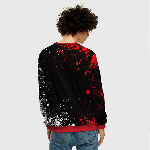 Мужской свитшот Маска Они - Киберпанк 2077 - Samurai / 3D-Красный – фото 4