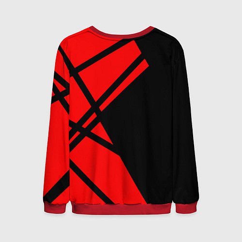 Мужской свитшот Cyberpunk 2077 - Надпись Samurai / 3D-Красный – фото 2