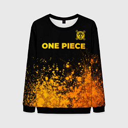 Свитшот мужской One Piece - gold gradient: символ сверху, цвет: 3D-черный
