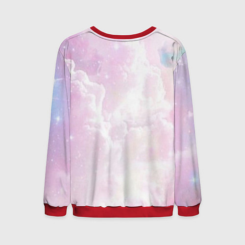 Мужской свитшот Розовые облака на голубом небе / 3D-Красный – фото 2
