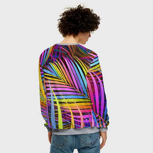 Мужской свитшот Радужные листья / 3D-Меланж – фото 4