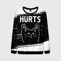 Свитшот мужской Группа Hurts и рок кот, цвет: 3D-черный