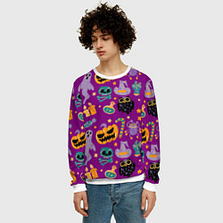 Свитшот мужской Happy Halloween - holiday pattern, цвет: 3D-белый — фото 2