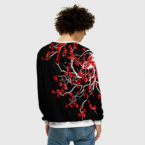 Мужской свитшот Сакура в цвету / 3D-Белый – фото 4