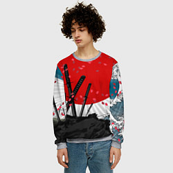 Свитшот мужской Солнце, волны и катаны, цвет: 3D-меланж — фото 2