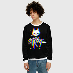 Свитшот мужской Stray glitch logo, цвет: 3D-белый — фото 2