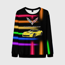 Свитшот мужской Chevrolet Corvette - гоночная команда - Motorsport, цвет: 3D-черный