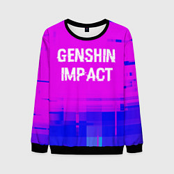 Мужской свитшот Genshin Impact glitch text effect: символ сверху