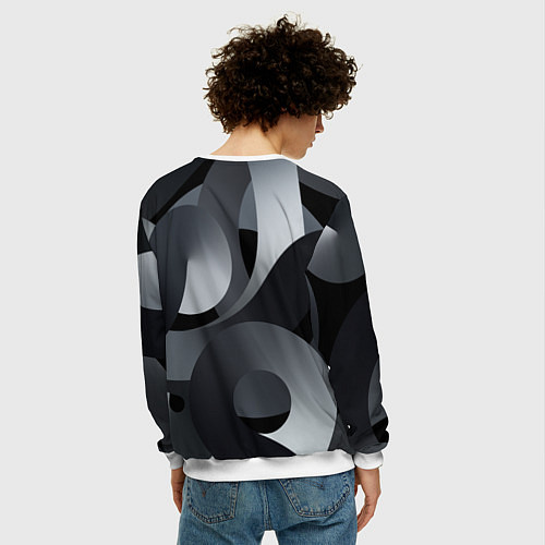 Мужской свитшот Спирали абстракция / 3D-Белый – фото 4