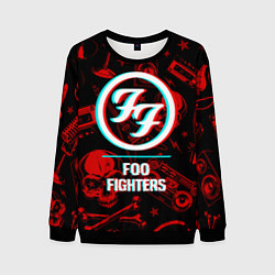 Свитшот мужской Foo Fighters rock glitch, цвет: 3D-черный