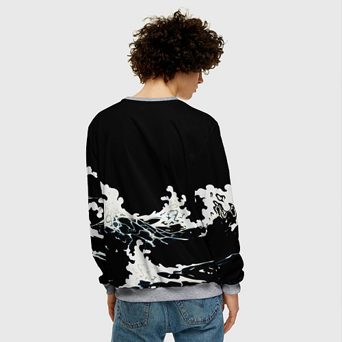 Мужской свитшот Волны и рыбки / 3D-Меланж – фото 4