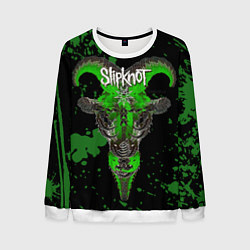 Свитшот мужской Slipknot зеленый козел, цвет: 3D-белый