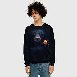Свитшот мужской Медведь с морковкой, цвет: 3D-черный — фото 2