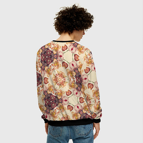 Мужской свитшот Цветы абстрактные розы / 3D-Черный – фото 4