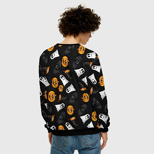 Мужской свитшот Тыквы и привидения / 3D-Черный – фото 4