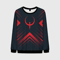 Свитшот мужской Красный символ Quake на темном фоне со стрелками, цвет: 3D-черный