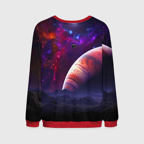 Мужской свитшот Бесконечное космическое пространство - Планета / 3D-Красный – фото 2