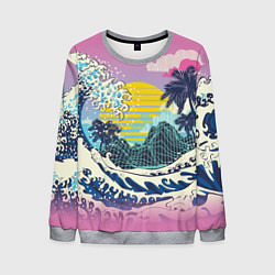 Мужской свитшот Штормовые океанские волны и пальмы