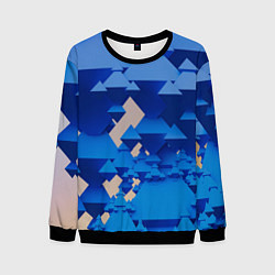 Свитшот мужской Абстрактные синие тетраэдры, цвет: 3D-черный