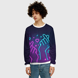 Свитшот мужской Корейский символ любви - Неон, цвет: 3D-белый — фото 2