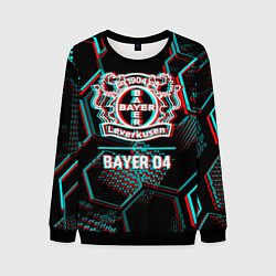 Свитшот мужской Bayer 04 FC в стиле glitch на темном фоне, цвет: 3D-черный