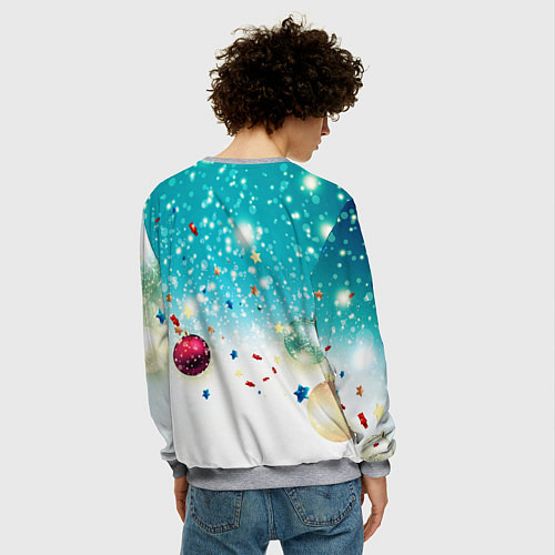 Мужской свитшот Шарики новогодние / 3D-Меланж – фото 4