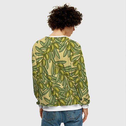 Мужской свитшот Винтажные ветви оливок / 3D-Белый – фото 4