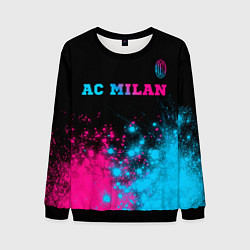 Свитшот мужской AC Milan - neon gradient: символ сверху, цвет: 3D-черный