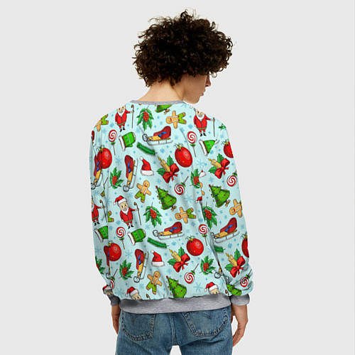 Мужской свитшот Новогодний паттерн / 3D-Меланж – фото 4