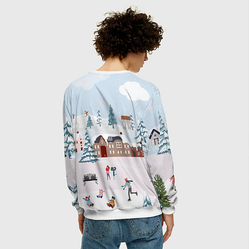 Мужской свитшот Новый год - каникулы / 3D-Белый – фото 4