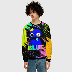 Свитшот мужской Rainbow Friends - Blue, цвет: 3D-черный — фото 2