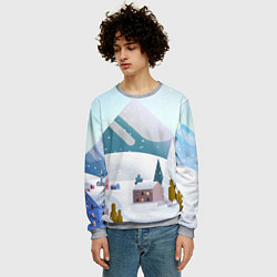 Свитшот мужской Зимние горы - минимализм, цвет: 3D-меланж — фото 2