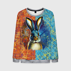 Свитшот мужской Огненный новогодний кролик, цвет: 3D-меланж