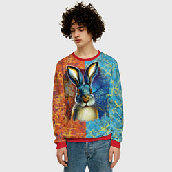 Свитшот мужской Огненный новогодний кролик, цвет: 3D-красный — фото 2